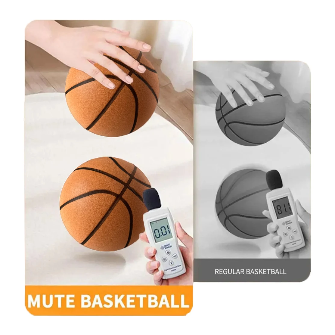 Mute Bouncing Basketball Dia 24cm Indoor Dribble Practice Size 7 Silent Basketball Bounce Quiet Soft Foam Ball No Noises at Home