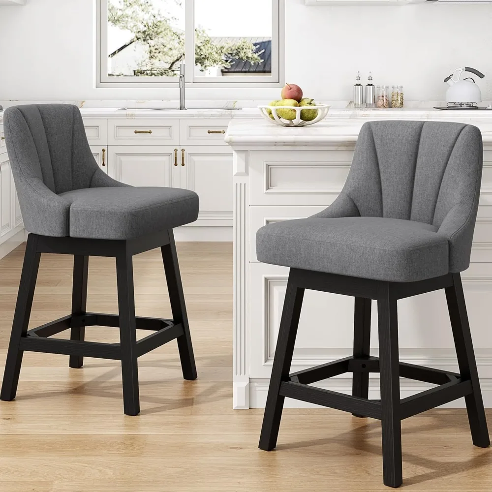 

A set of 2 rotating bar stools, 26 fabric cushioned counter height bar stools