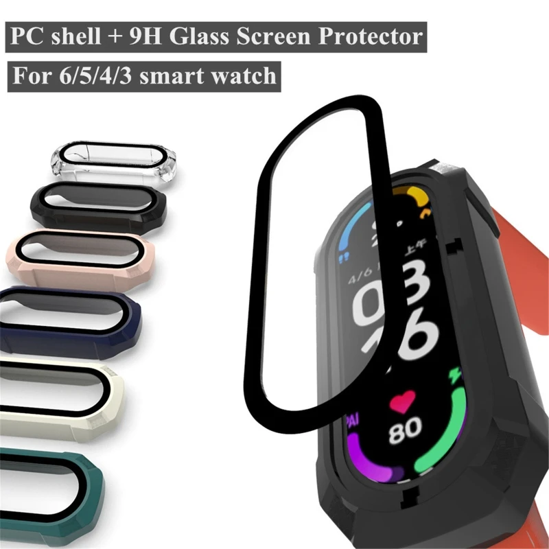 Screen Protector GlassCompatible band 3 4 5 6 Case strap For Mi band Watch Miband Full Cover Protective Dropshipping