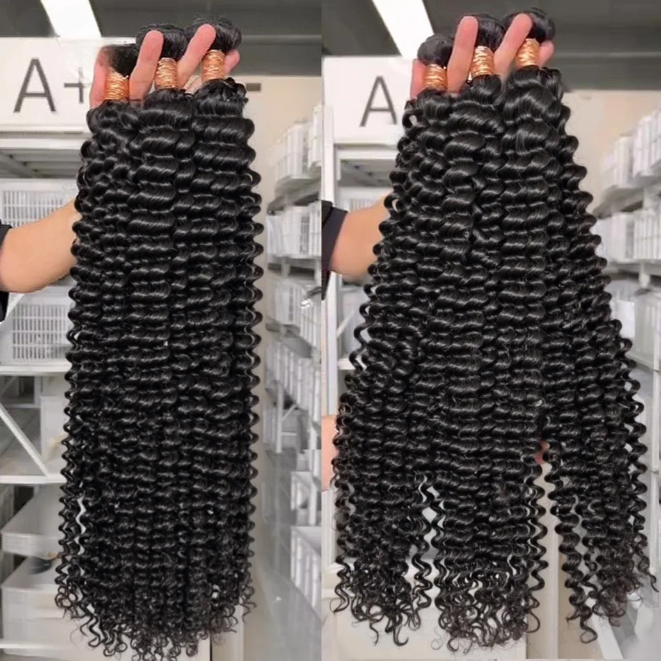 

Frolo Remy 30 32 32Inch Deep Wave Human Hair Bundles Brazilian Unprocessed Weaving Curly Hair Bundles 1 3 4 Extensions Deals