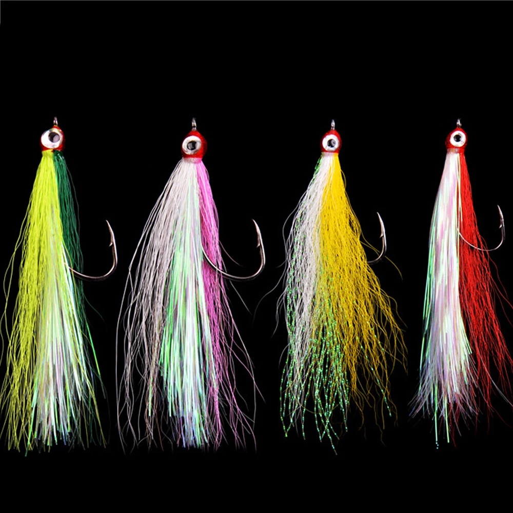 4PCS Fly Fishing Flies Streamer Bucktail Teasers Fishing Hook fly hooks trout salmon Bass Fly Fishing Lures Fishing tackle Tools