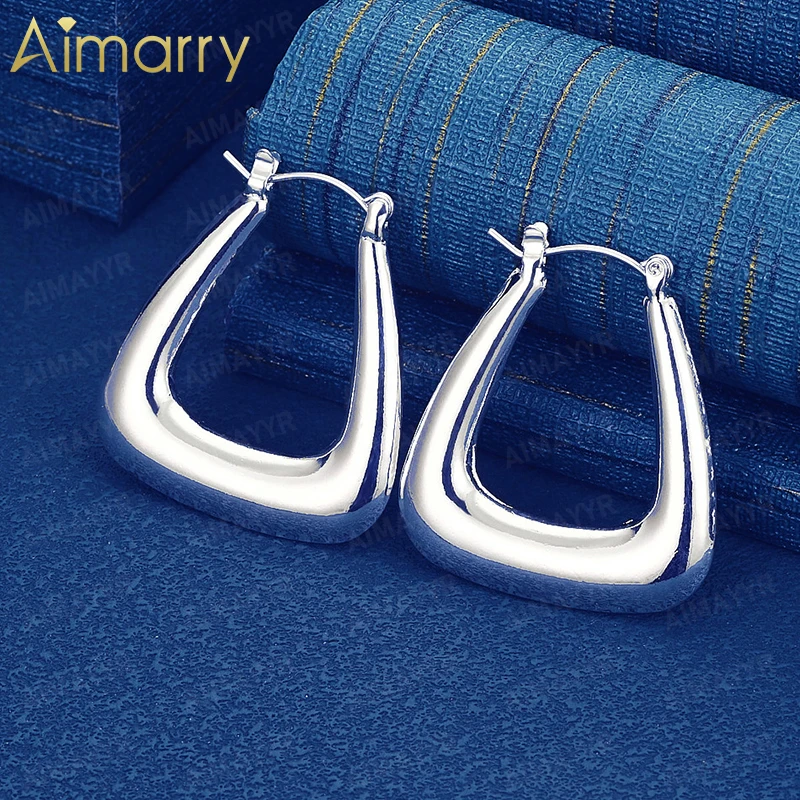 925 Sterling Silver Smooth Triangular Earrings for Women's Parties Banquets Engagements Weddings High-quality Fashion Jewelry