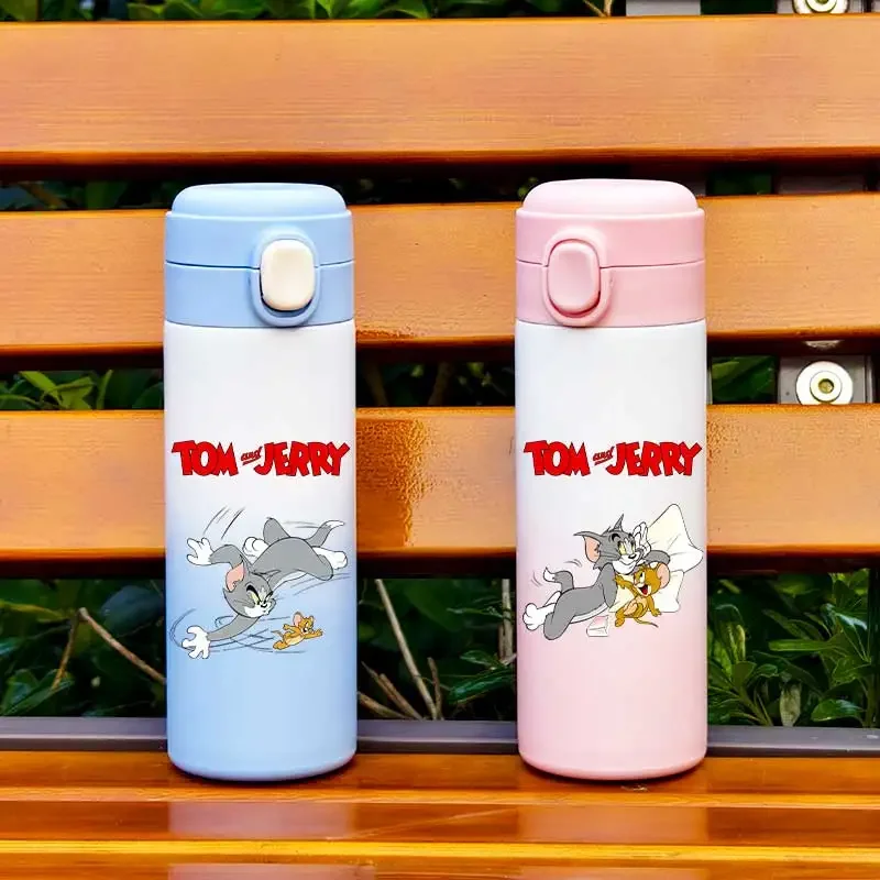 420ML Tom&Jerry Cartoon Vacuum Insulated Cup Portable Gradient Drinking Water Bottle Outdoor Leak Proof Sports Water Bottle