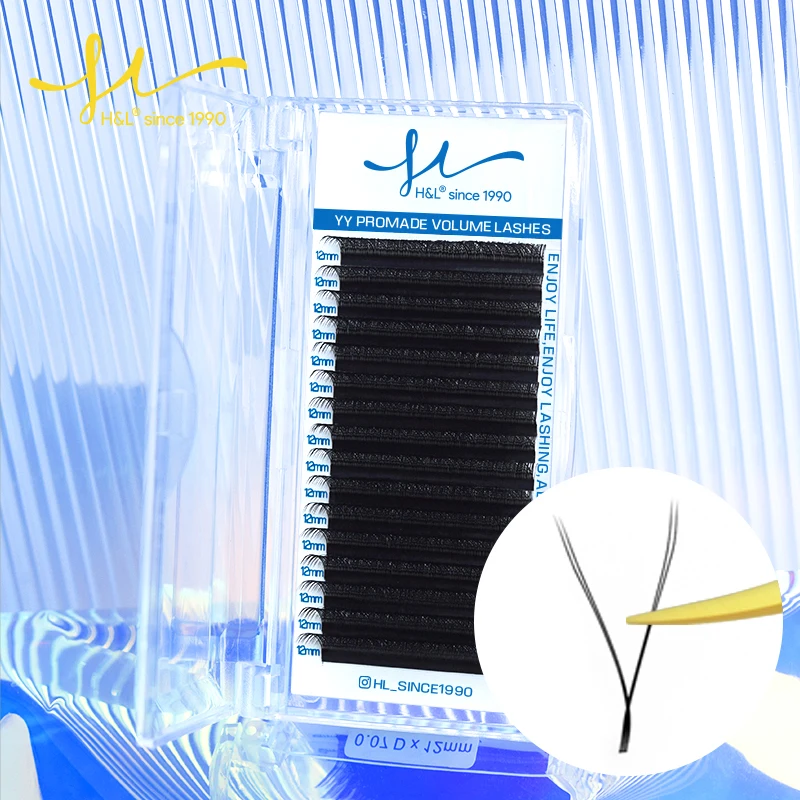 H&L SINCE 1990 16ROW New Arrival YY Shape lash Fluffy Individual Eyelash Extensions Natural Lash Custom Eyelash Packaging