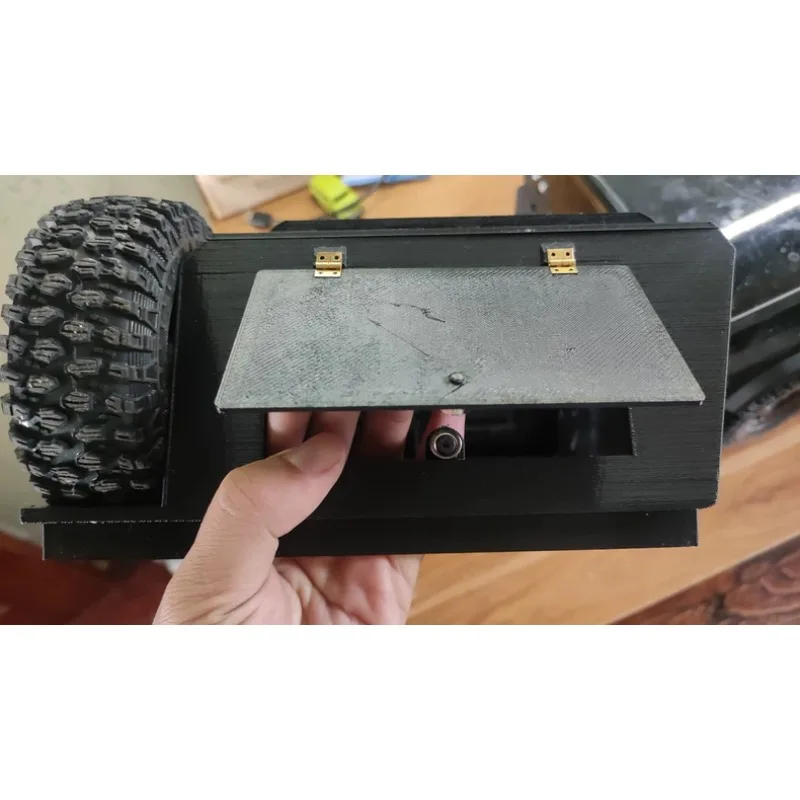 Rear Trunk Equipment Bay Cover  For YK6101 1/10 RC Crawler Two Spare Tire Mounts Magnetic Side Doors Open No Drill Upgrade Parts