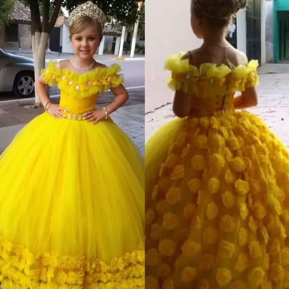 Vestidos de flores para niñas, estilo Dubai, bonito vestido Formal de primera comunión para el jardín de campo