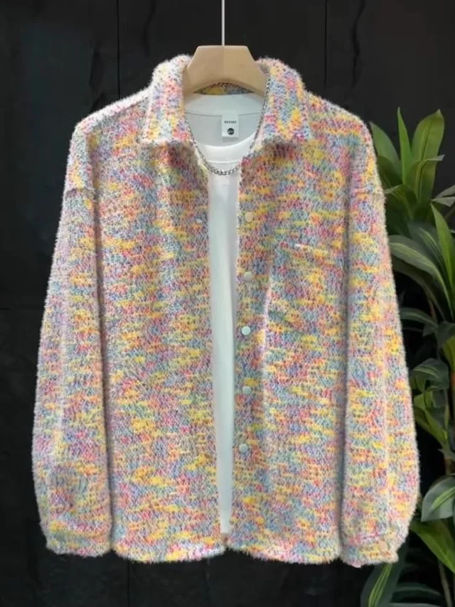 

2025 New Korean Sle Loose Men's Jaet Plaid Small Fraance Sle irt Large Size Casual Faion High End Feeling