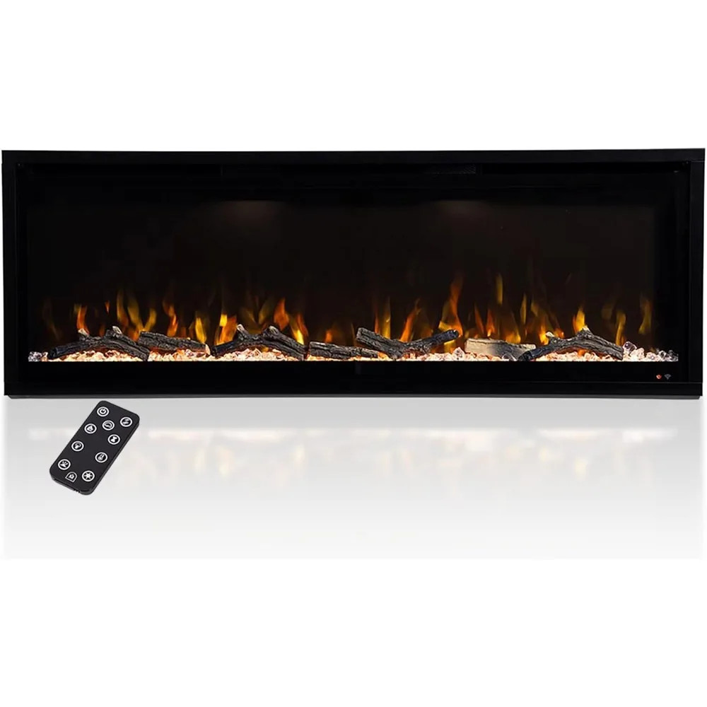 

Умный Линейный Электрический камин Aerus, встроенный в стену и стену 50-дюймовый, несколько цветов пламени, совместимый, черный