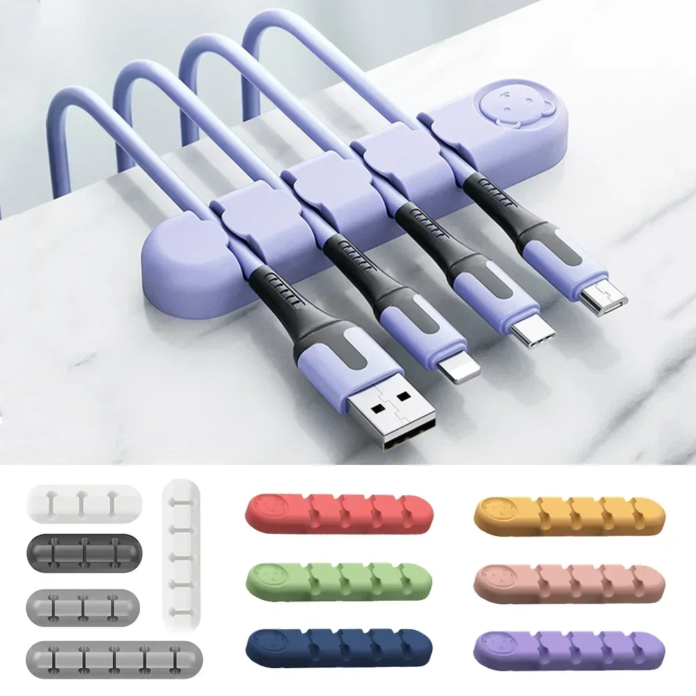 

Cable Organizer Silicone USB Cable Winder Desktop Tidy Management Clips on Desk Cable Cord Holder for Mouse Headphone Computer