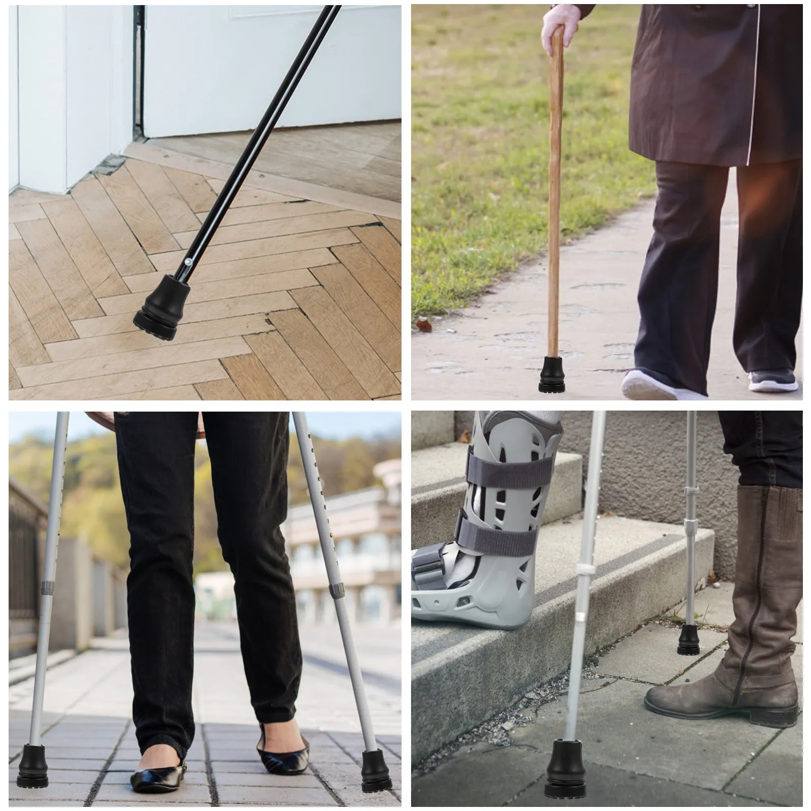 4Pcs Premium PVC Trekking Pole Tip Replacement Anti-Slip Crutch Foot Pad for Aluminum Wood Canes Hiking Walking Stick Pole Tips