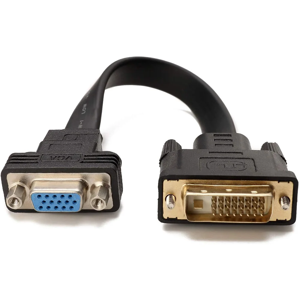 Active DVI-D Dual Link 24+1 Male to VGA Female Video with Flat Cable Adapter Converter for PC DVD Monitor HDTV