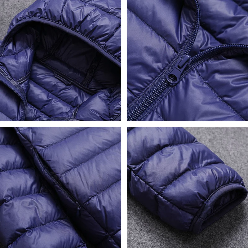 7XL Men White Duck Down Jacket Warm Hooded Jacket Mens All-Season Ultra Lightweight Packable Big Size Breathable Men Down Jacket