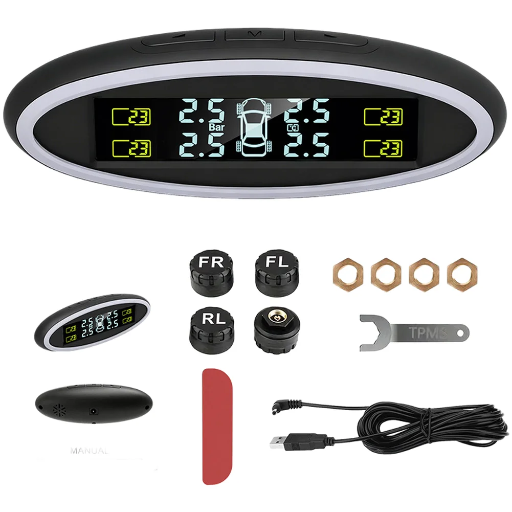 

Для внедорожников, грузовиков, ЖК-монитор для шин, TPMS, беспроводной, 5 В, с питанием от USB, давление в реальном времени, температура, точность 0,1 бар