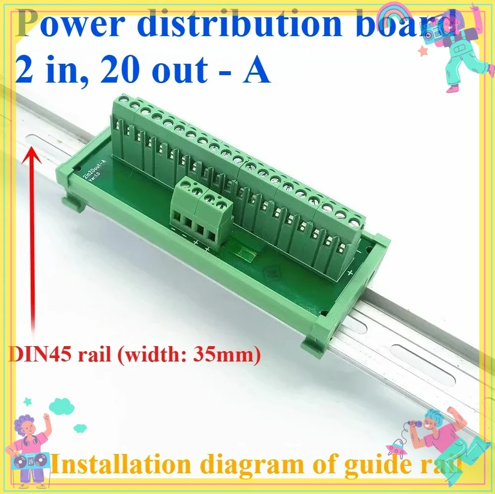 1Pcs Din Type Screw Terminal Block Multi-in/out PCB Distribution Box Breakout Parallel Power Cord Splitter Connector Wiring