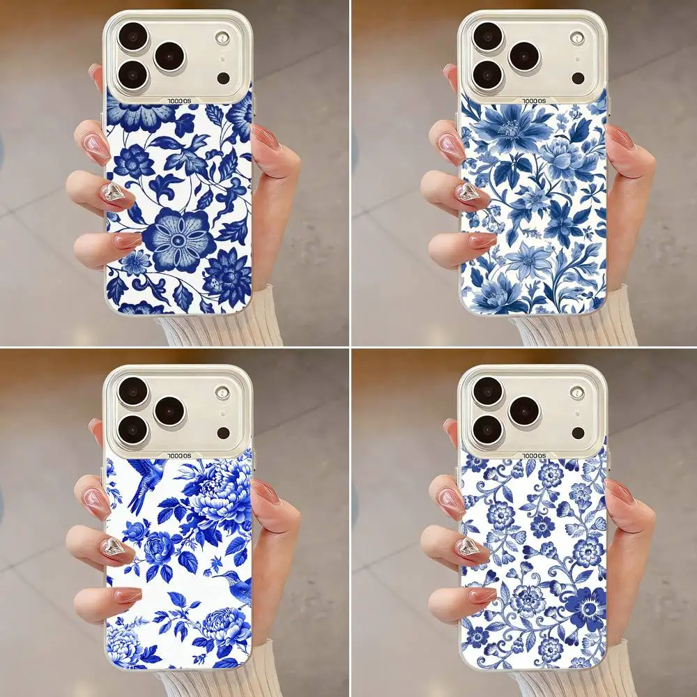 

Blue White Porcelain Art Phone Case For iPhone 17,16,13,12,X,11,15,14,Pro,Max,Plus,SE4,Air,Mini White IMD HD Matte
