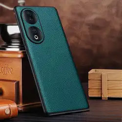 Genuine Leather Case For Honor 90 Case 3D Lens Real Leather Coque for Honor 90 Pro Cover Luxury Full Coverage Phone Protector