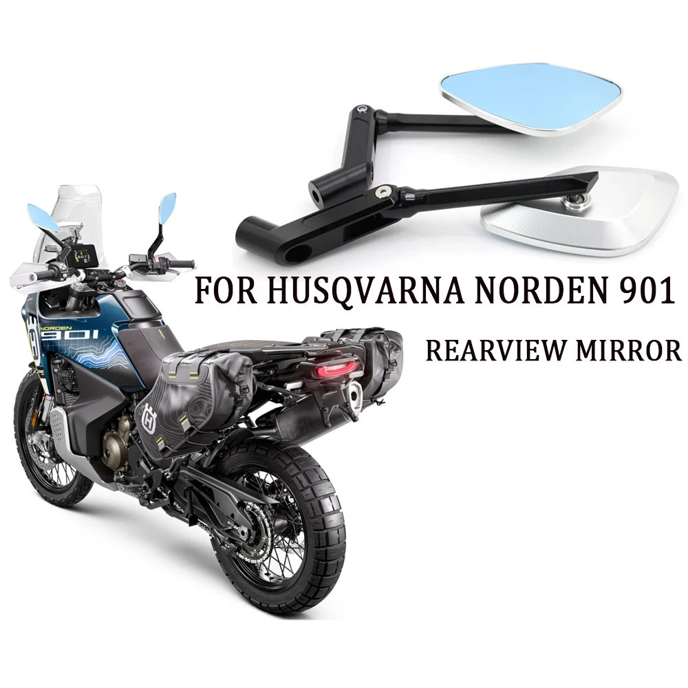 For Husqvarna Norden 901 Motorcycle Rearview Mirror New Aluminum Rearview Mirror Accessories Norden 901 Large View Mirror