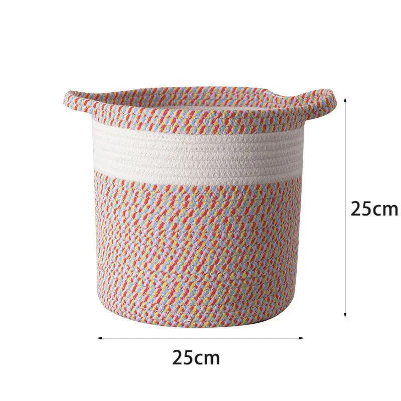 Powerful Laundry Basket Hand Woven Cotton Rope Dirty Clothes Bohemian Style Home Goods Children\'s Toys Woven Baskets  Baskette