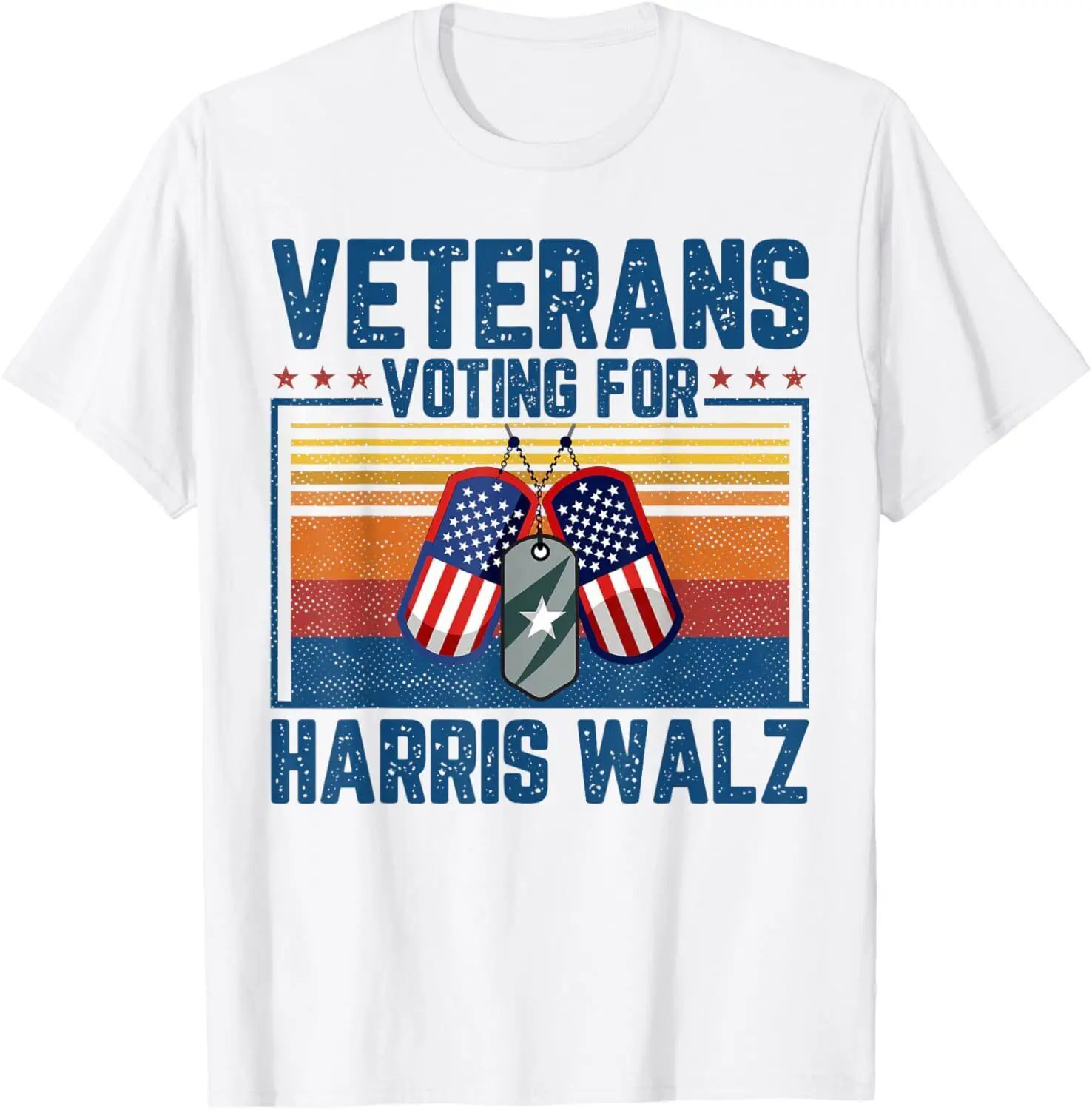

Retro Vintage Veterans Voting For Harris Walz Waltz 2024 T-Shirt