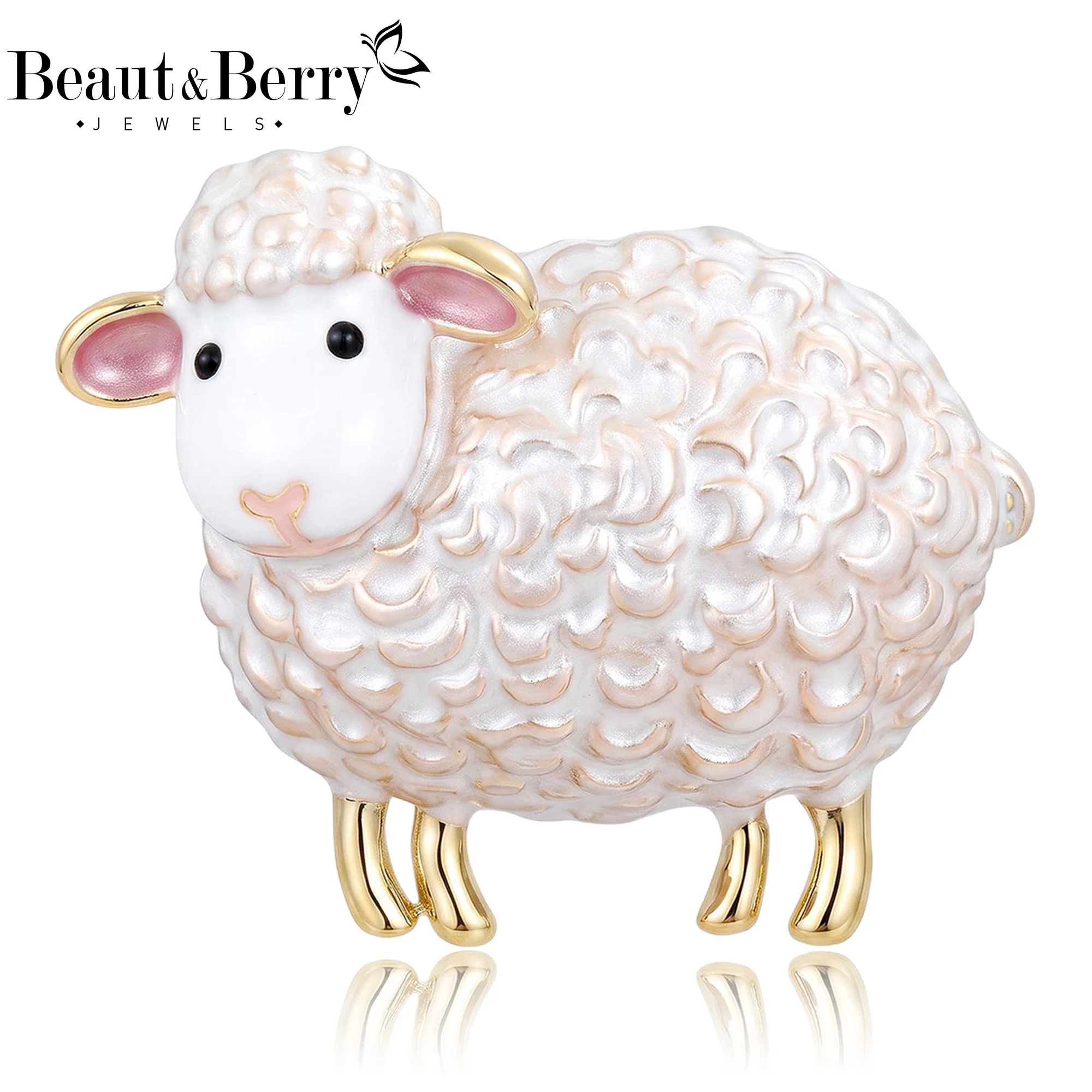 Beaut&Berry Cute Enamel Sheep Brooches for Women Unisex Animal Pins Casual Party Jewelry Accessories Gifts Decoration