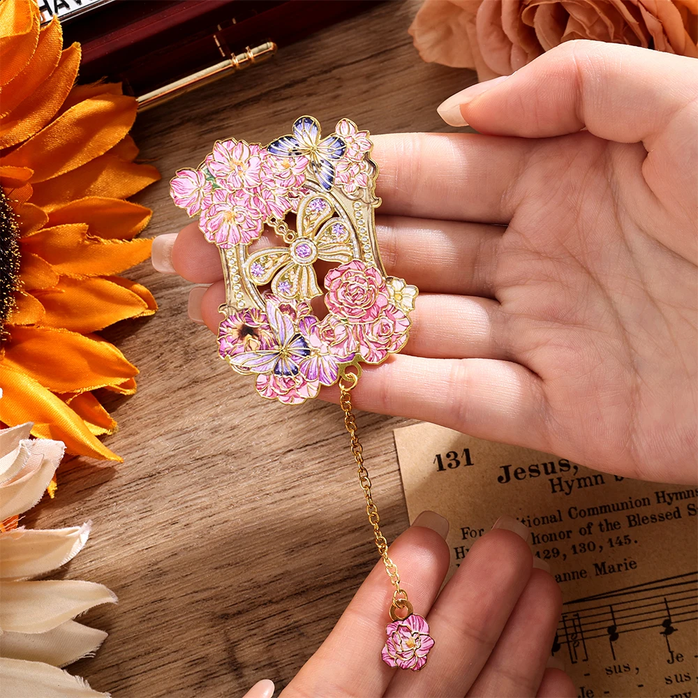 قطعة واحدة من الإشارة المرجعية الأنيقة ذات الحروف الزهرية بتصميم معدني عتيق مع سلسلة زخرفية معدنية هدية مثالية لأصدقاء المعلمين والكاتب #4