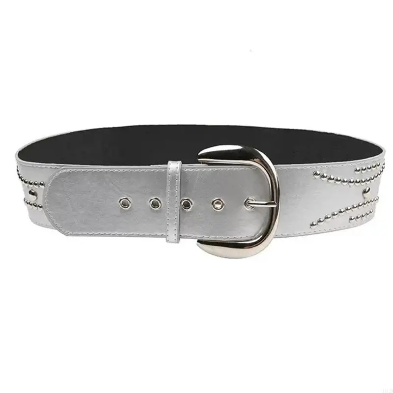 31KD Cool Cowgirl Waist Chain Casual Belt Studded Waist Ceinture Wide Lady Belt Studded Simple Easy Belt