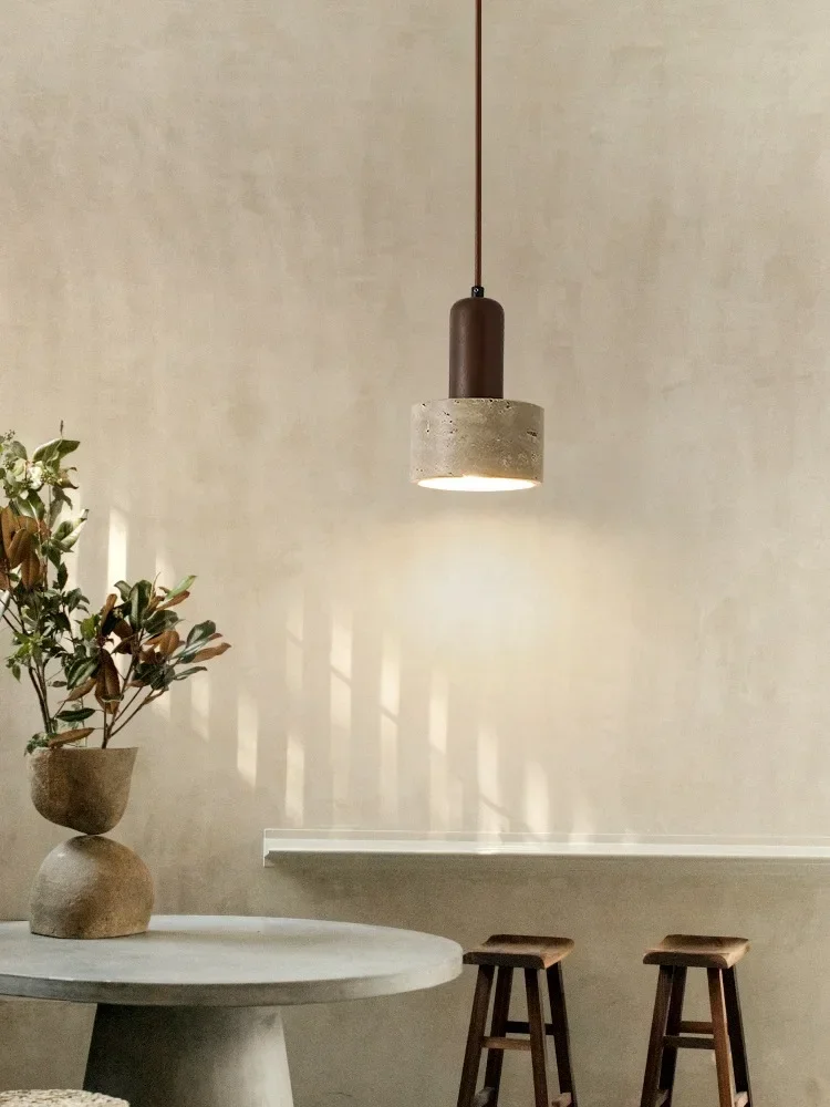 Japanese New Yellow Marble Table Led Droplight Wabi Sabi Travertine Nordic Bedside Restaurant Corridor Decoration Pendant Lamp