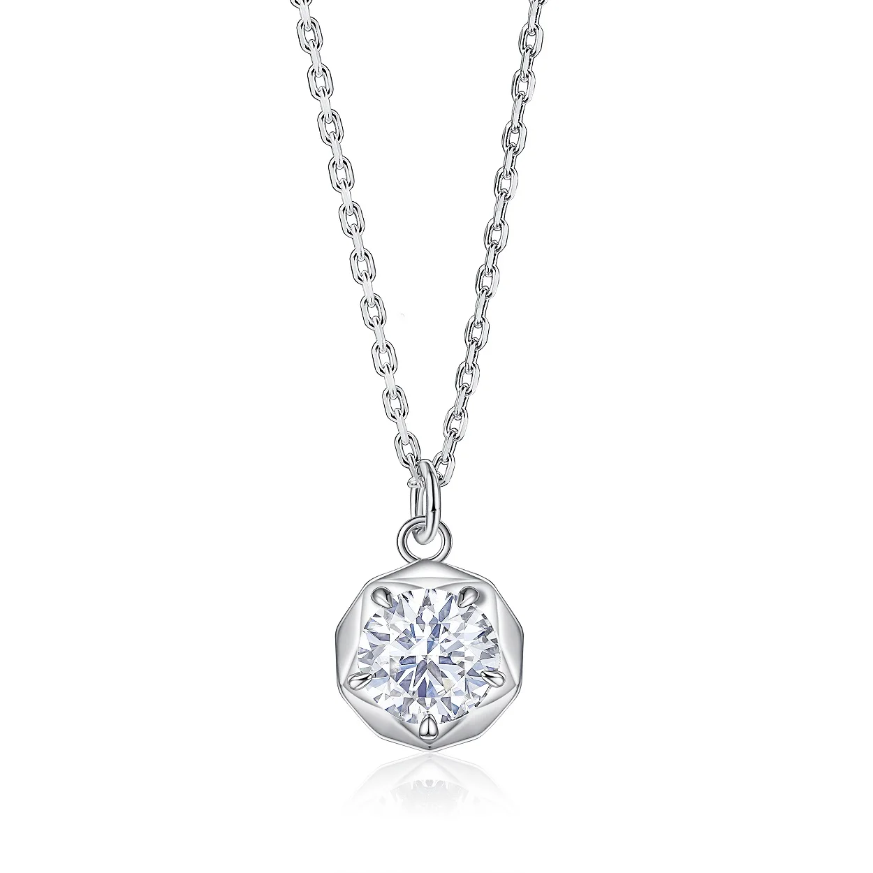

925 Sterling Silver 18K White Gold Rhodium Pendant Cubic Zircon Stone Luxury Classic Trendy Necklace for Engagement Parties