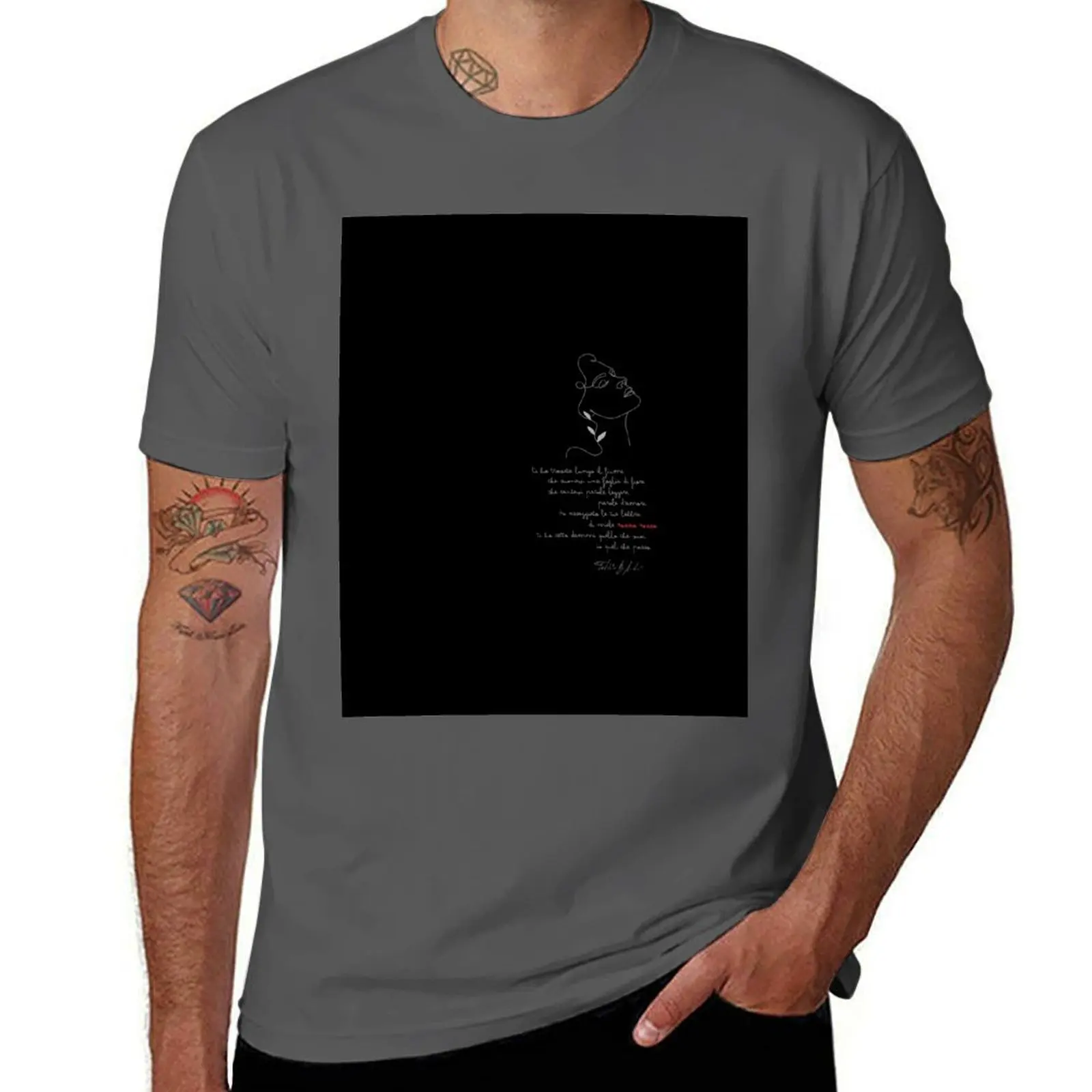 

Fabrizio De André Tribute: Singing 'Parole d'amore' T-Shirt Big and Tall Solid Color T-Shirt