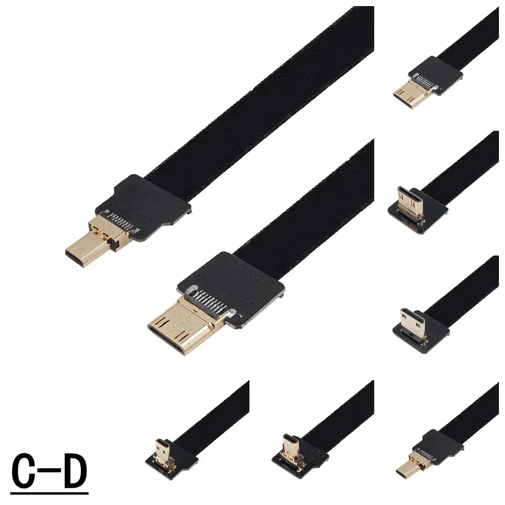 

5CM-1M HDMI micro high-definition line camera elbow aerial photography FPV FPC video capture cable mini female head gold-plated\