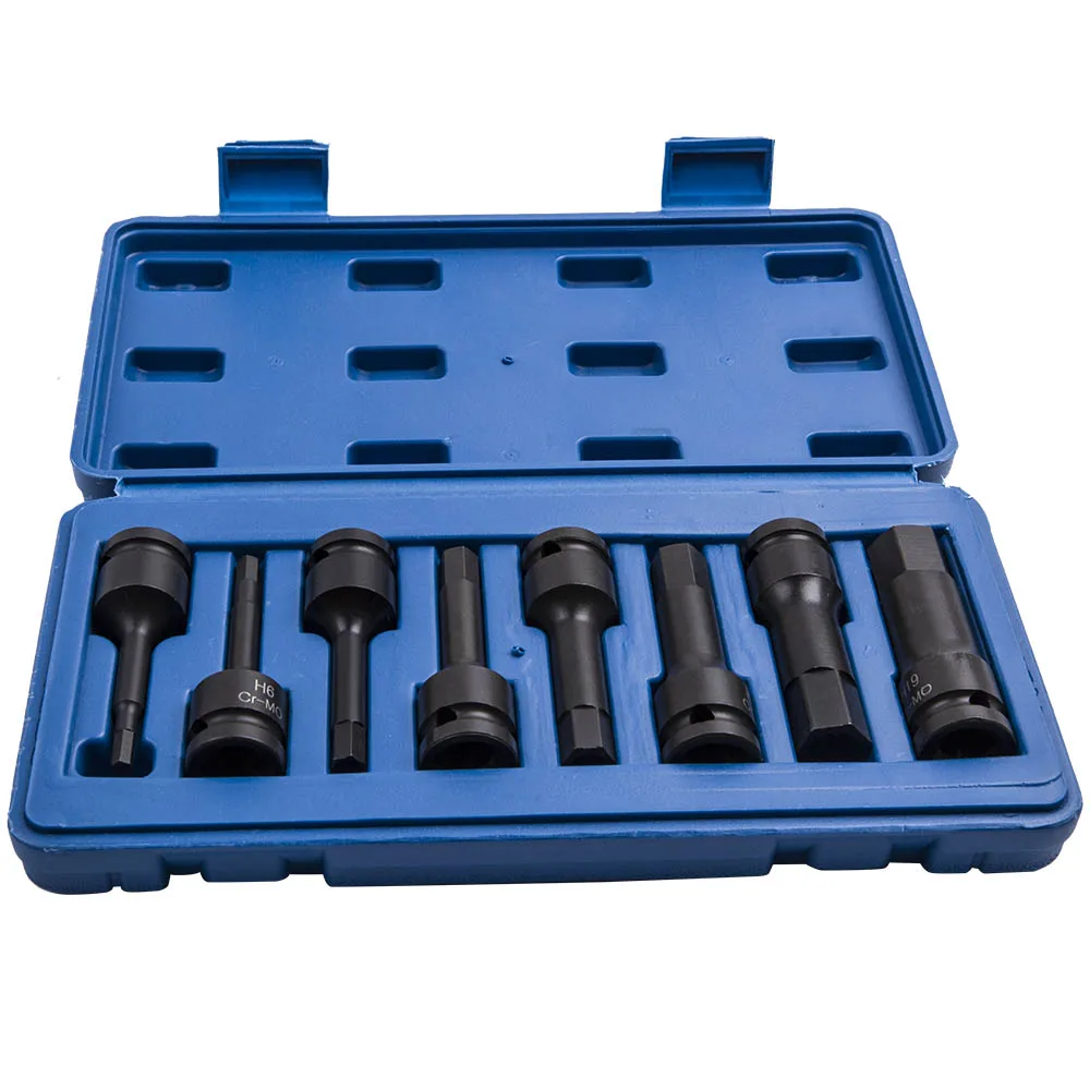 Heavy Duty Hex Impact Socket Set 1/2" Drive 8pc H5 To H19 With Storage Case New
