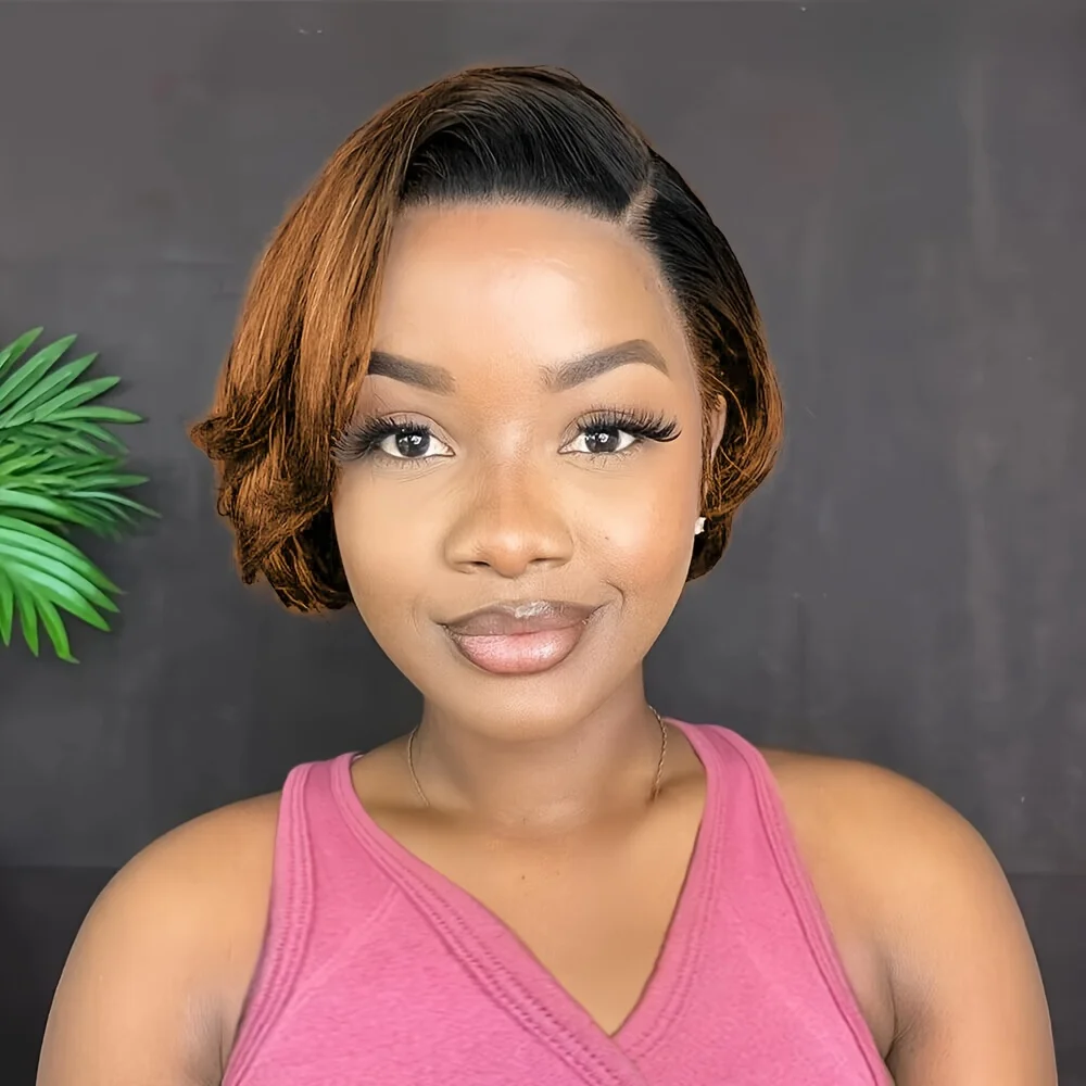 

Colored Wig 13x4 Transparent Lace Front Human Hair Wig Remy Wigs Short Pixie Cut Bob Wigs For Women Human Hair Wig