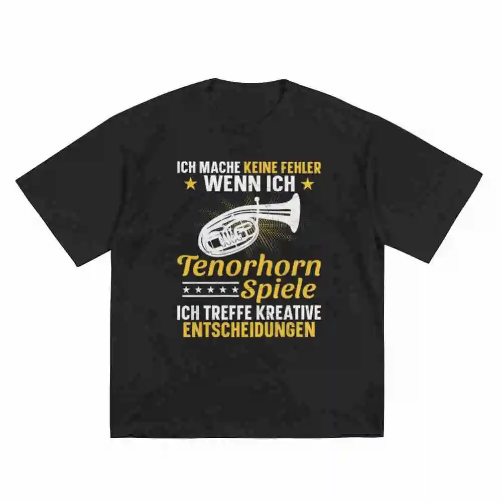 Tenor Horn Musician German Quote Short Sleeve Tee 100% Cotton T-Shirt