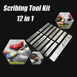 12 In 1 Drill Scribe Line Templates Ruler For Gundam Model Detail Transform Scribing Ruler Carve Hobby Model Craft Engraved Tool