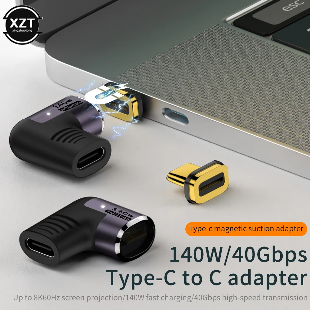 Adaptador magnético tipo C, conversor de acessórios para computador, 140W