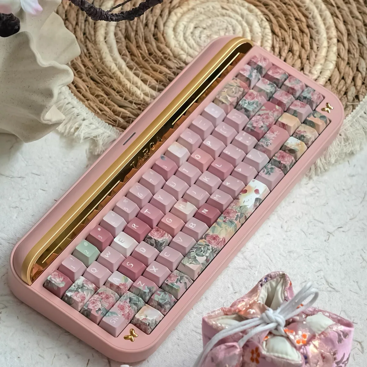 

142 Keys Rose Flower Series Keycaps Cherry Profile PBT Dye Sublimation Keycap For MX Mechanical Games Keyboard Keychron Q2 K2 65