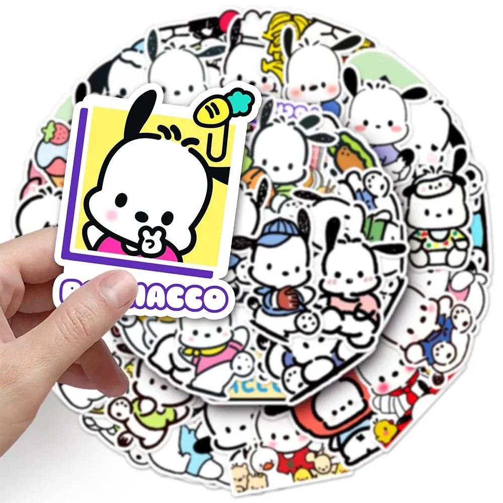 10/30/50pcs Cute Pochacco Anime Stickers Sanrio Graffiti Sticker DIY Phone Skateboard Notebook Kawaii Cartoon Decal for Kids Toy