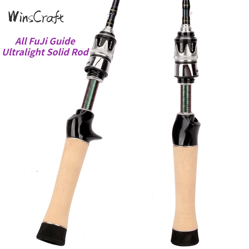 WinsCraft All Fuji Ultralight Travel Fishing Rod, 2 Sections, Solid Tip, Spinning Casting Rod, UL Rod, High Carbon, Trout Rod