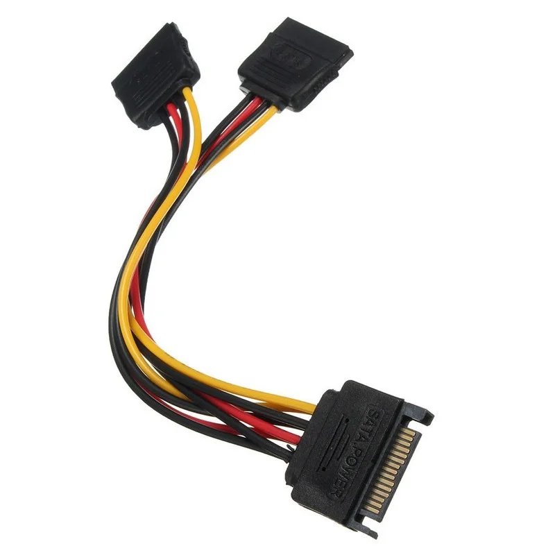 SATA II قرص صلب قوة 15Pin SATA ذكر إلى 2 أنثى 15Pin السلطة HDD الخائن عالية الجودة Y 1 إلى 2 تمديد كابل 20 سنتيمتر