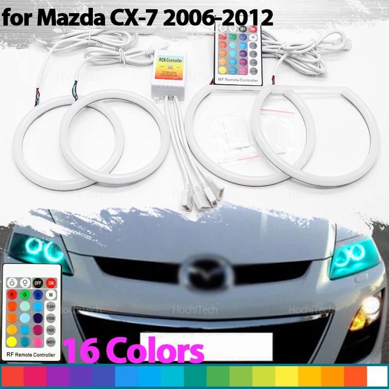 For Mazda CX-7 2006 2007 2008 2009 2010 2011 2012 Remote Control Daytime Light Angel Eyes LED Cotton RGB 16-Color Headlight Ring