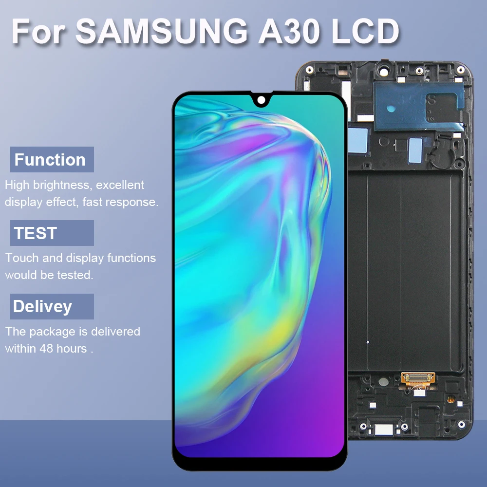 

A30 A305 A305F A305F/DS ЖК-экран для Samsung Galaxy A30 ЖК-дисплей с дигитайзером сенсорного экрана и заменой рамки