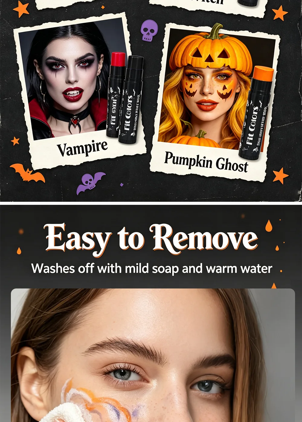 14 Farben Gesichts- und Körperfarbstifte Schwarz Weiß Bunte Malstifte DIY Cosplay Foundation Mischbare Stifte für Party Halloween Make-up – Detail 4
