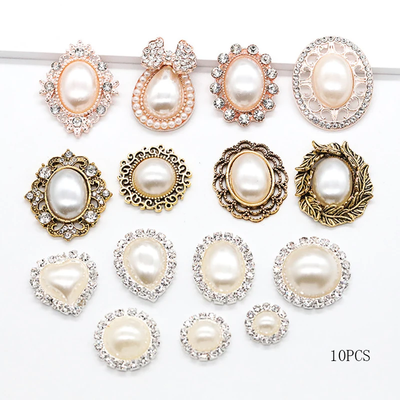 Hot a variety of gorgeous diamond Alloy jewelry Accessories Flat Back Imitation pearls Base Settings Wholesale Handmade Fitting