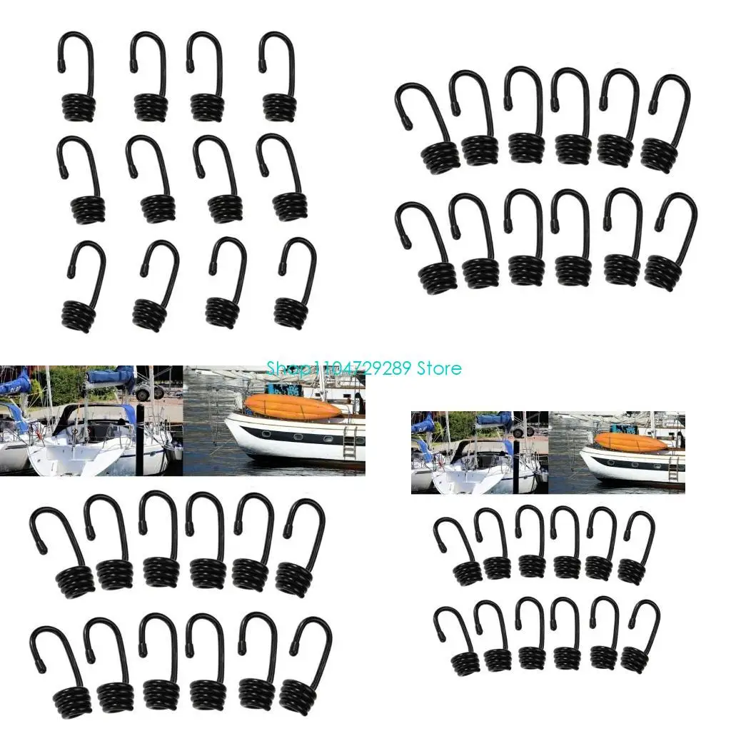 

D8KE Pack Of 12 Plastic Coated Spirals Hooks For Shock Cord And Elastic Rope Marine Kayaks Deck Boat Luggage Tie Down DIYer