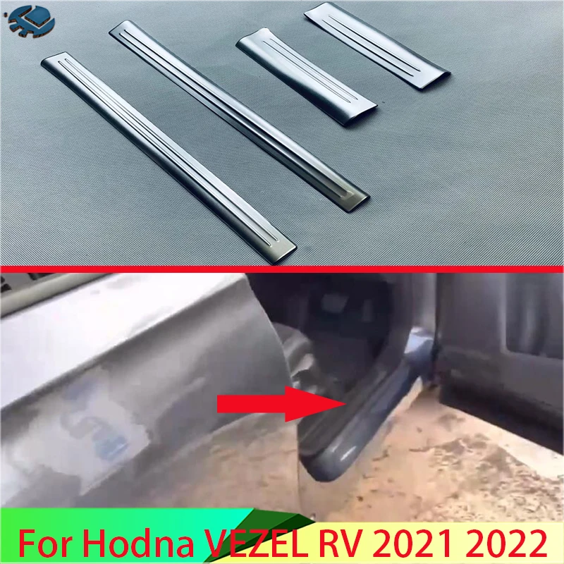 For HONDA VEZEL HR-V 2021 2022 Stainless Steel Inner Inside Door Sill Panel Scuff Plate Kick Step Trim Cover Protector