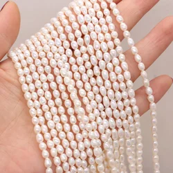 3-4mm High-quality Delicate Small Rice Beads White Natural Freshwater Pearls Loose Spacer Beads for Jewelry Making DIY Necklace