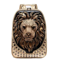 3D Embossed Lion Head Gother Women Small Backpack Leather mochila female casual Daybacks Soft Shoulder Bag Girl backpack Purse