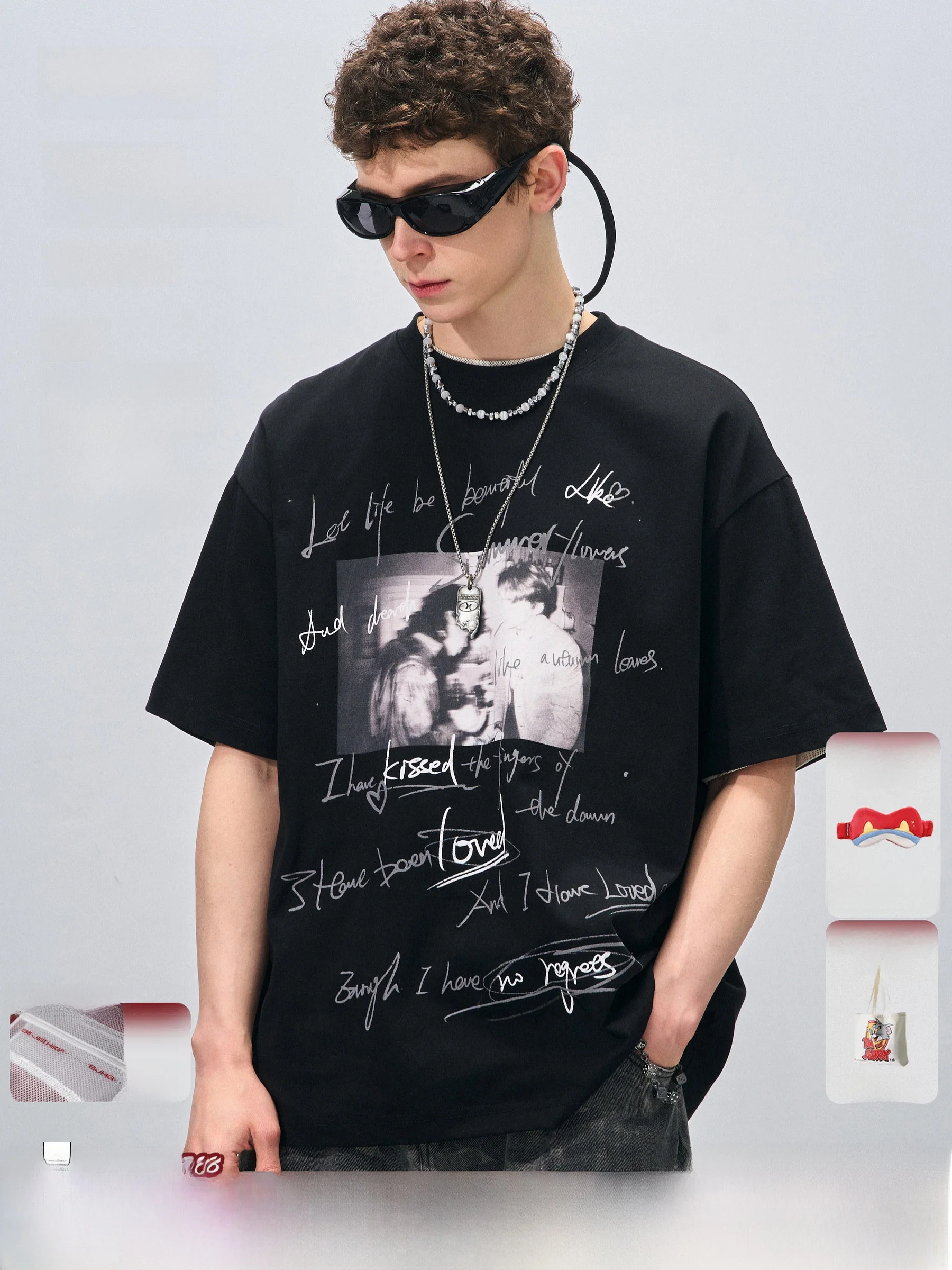 

Мужская футболка BJHG в американском стиле с коротким рукавом, быстросохнущая, функциональная, повседневная, из смесового хлопка и полиэстера, с круглым вырезом