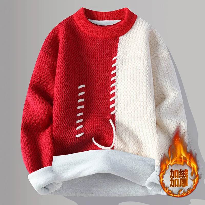 

Свитер мужской на осень и зиму из плотного бархата и модных топов Студенческая одежда Мужские трикотажные рубашки Базовые рубашки