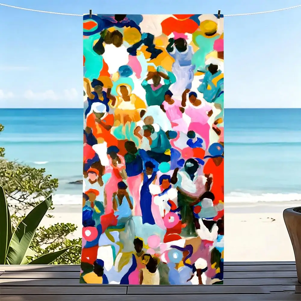 Towel Microfiber beach towel, quick-dry, sand-free, ultra-fine fiber, super soft. A-Abstract Art FiguresS